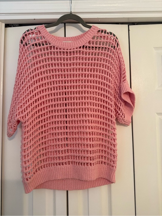 Spartina 449 Sweaters - Spartina Open-Knit Short Sleeve Sweater - Pink